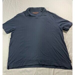 Perry Ellis Luxury Pima Cotton Short Sleeve Golf Polo Shirt Blue Men's Size XL